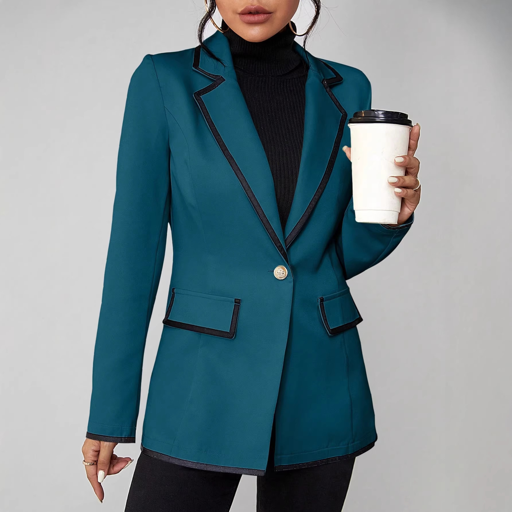 Blazer Elegante para Mujer | Americana Casual Chic Color Albaricoque | Entretiempo - Imagen 2