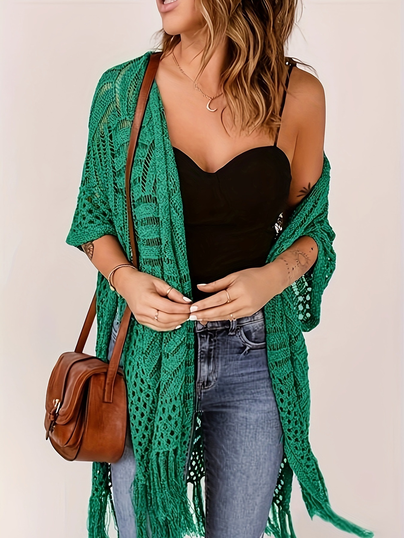 Cárdigan Ligero con Protección Solar UV | Chaqueta de Punto para Playa y Vacaciones | Color Albaricoque - Imagen 2