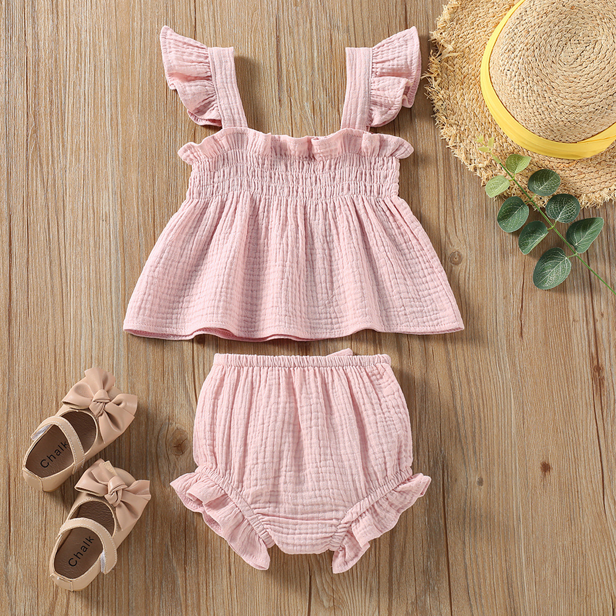 Conjunto de Top de Tirantes y Shorts para Niña | Verde | Tallas 70-110 cm | Ropa Fresca para Verano | TiendasFR - Imagen 10