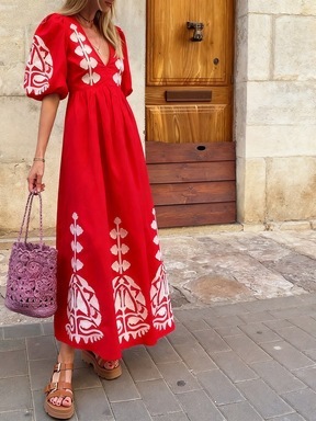 Vestido Holgado con Mangas Abullonadas y Abertura en la Espalda | Casual y Elegante para Mujer - Imagen 10