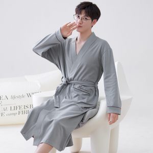 Camisón Largo de Manga Larga para Hombre | Ropa de Estar por Casa Fina y Cómoda
