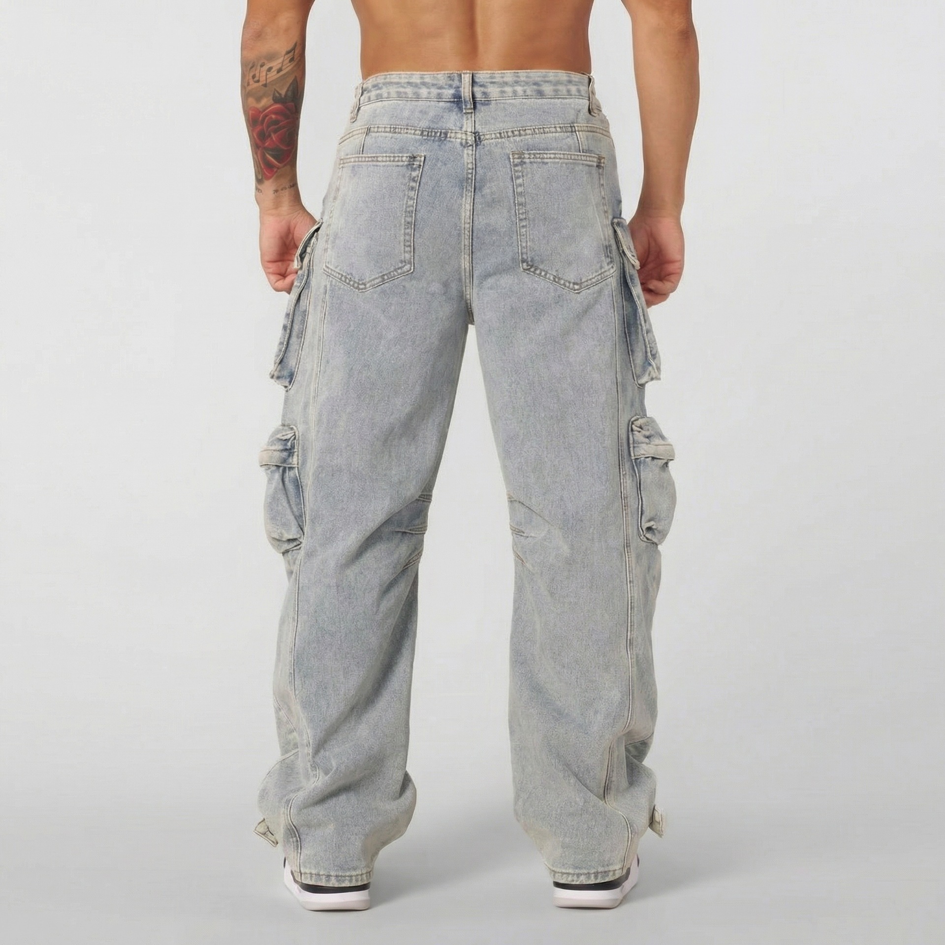 Pantalones Vaqueros de Corte Recto Estilo Retro para Hombre | Holgados con Múltiples Bolsillos - Imagen 4