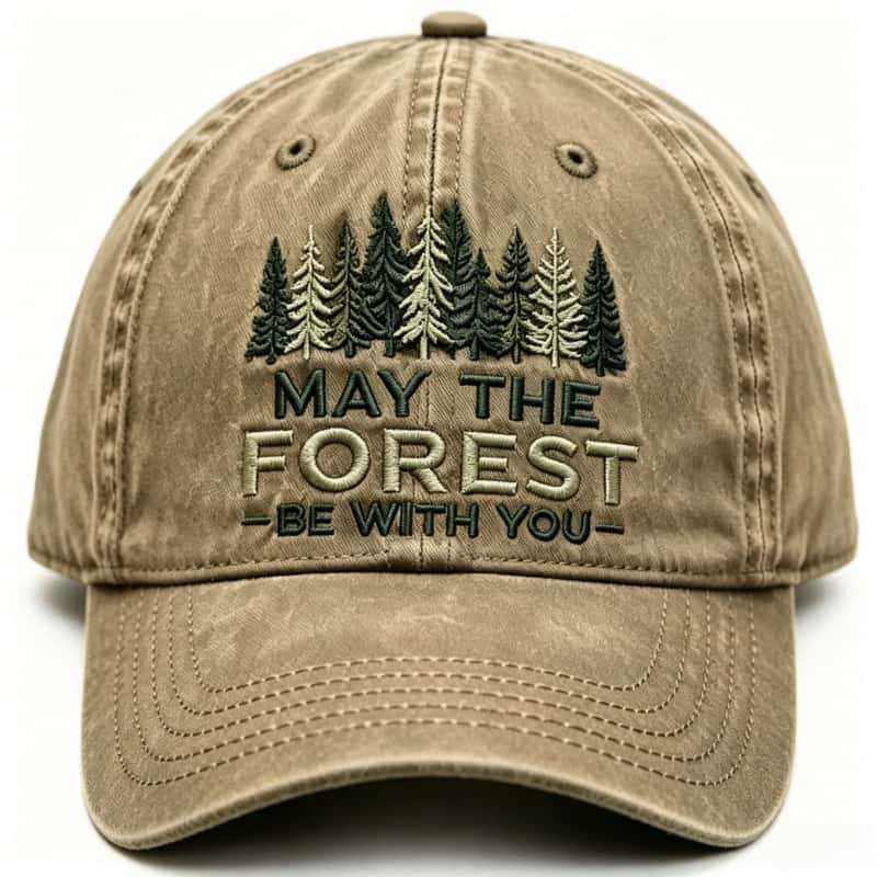 Gorra de Béisbol con Bordado de Bosque y Efecto Desgastado para Hombre - Imagen 8