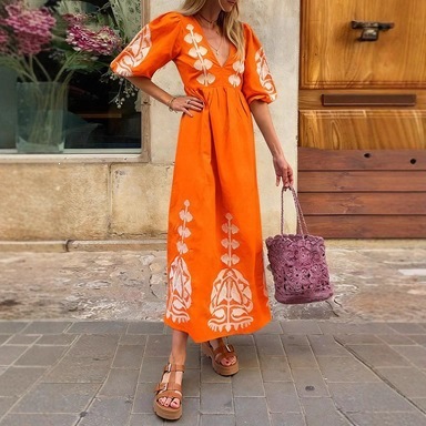 Vestido Holgado con Mangas Abullonadas y Abertura en la Espalda | Casual y Elegante para Mujer - Imagen 6