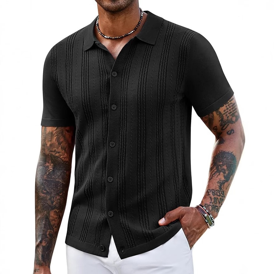 Suéter de Punto Calado a Rayas para Hombre | Moderno y Fresco en Albaricoque - Imagen 8