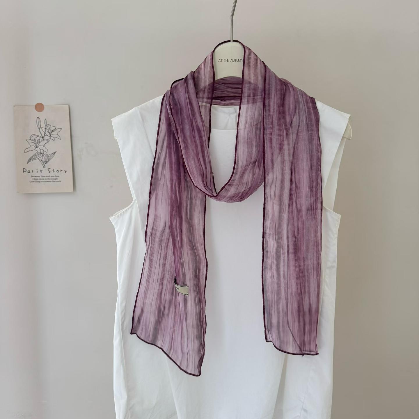 Bufanda de Seda con Efecto Degradado Vintage | Pañuelo Largo para Mujer | Accesorio Elegante