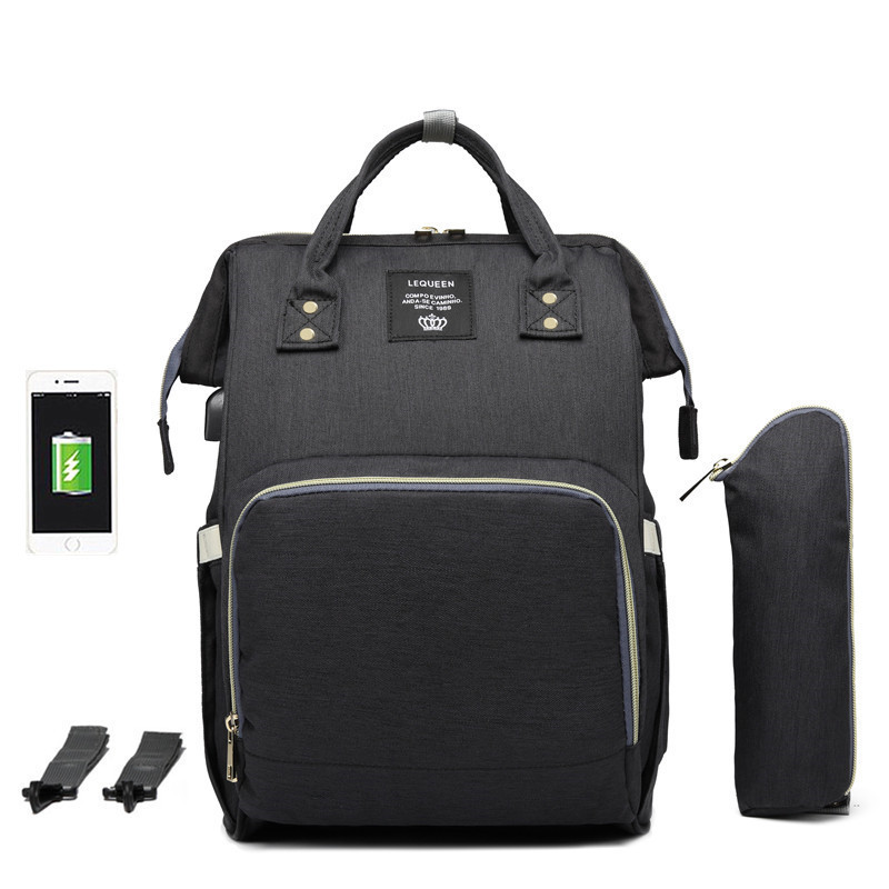 Bolsa Multifuncional de Gran Capacidad para Niños | Estilo Momia | Negra y Gris | Mochila de Viaje y Deporte | TiendasFR - Imagen 5