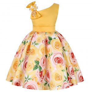 Vestido de Princesa con Estampado Digital para Niña | Azul | Tallas 100-150 cm | Ropa Elegante para Eventos y Diario | TiendasFR