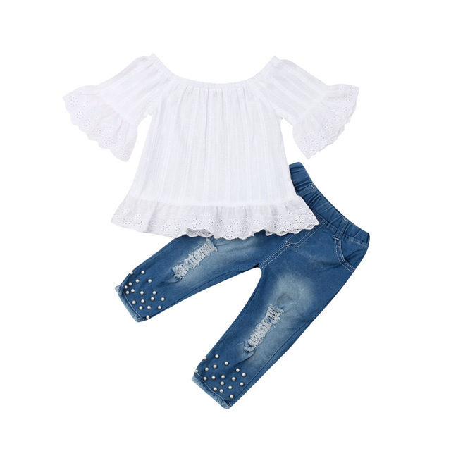 Conjunto de Verano Blanco para Niña | Camisa + Pantalón Corto | Tallas 2T-6T | Ropa Fresca y Elegante | TiendasFR - Imagen 2