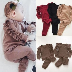 Conjunto de Otoño de 3 Piezas para Bebé | Jersey con Volantes + Sudadera + Pantalón | Tallas 80-110 cm | Ropa Cálida y Cómoda | TiendasFR