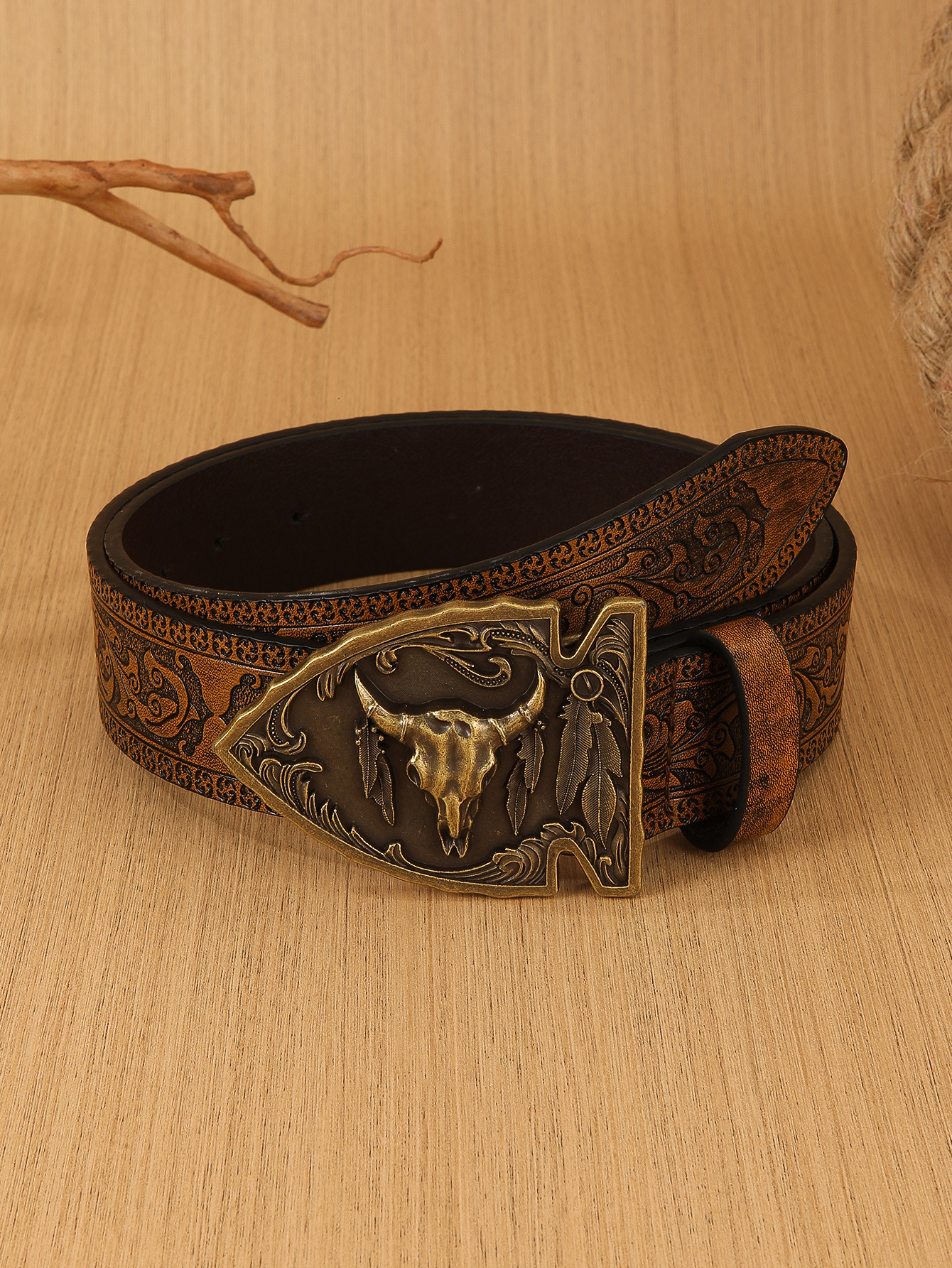 Cinturón de Tela Color Camel con Hebilla Metálica | Ajustable para Hombre | Casual y Versátil - Imagen 5