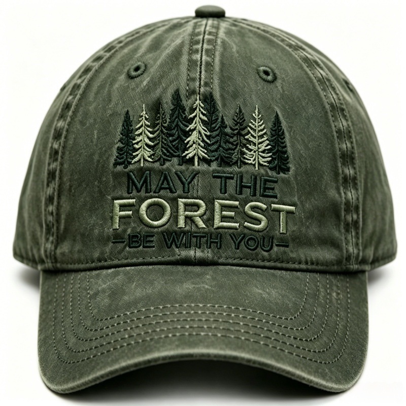 Gorra de Béisbol con Bordado de Bosque y Efecto Desgastado para Hombre - Imagen 4