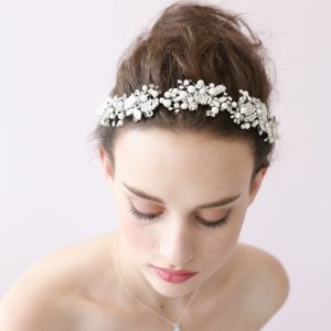 Diadema de Novia con Cuentas | Accesorio Nupcial | Estilo Bohemio | Color Plata | Bodas y Eventos | TiendasFR