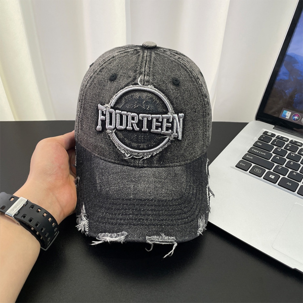 Gorra de Béisbol Vintage con Letras Deshilachadas | Visera Perforada para Hombre - Imagen 3