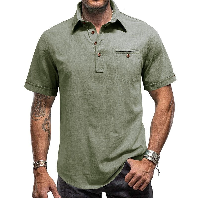 Camisa Hawaiana de Manga Corta para Hombre | Verde Militar para Playa y Verano - Imagen 10