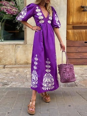 Vestido Holgado con Mangas Abullonadas y Abertura en la Espalda | Casual y Elegante para Mujer - Imagen 8
