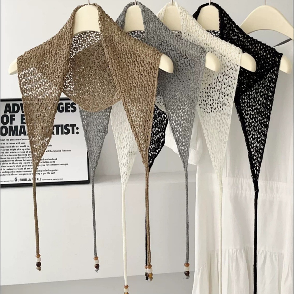 Chal Triangular de Punto Calado para Mujer | Bufanda Ligera Verano | Accesorio Elegante