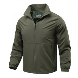 Chaqueta Transpirable de Cuello Alto para Hombre | Outdoor y Casual en Verde Militar