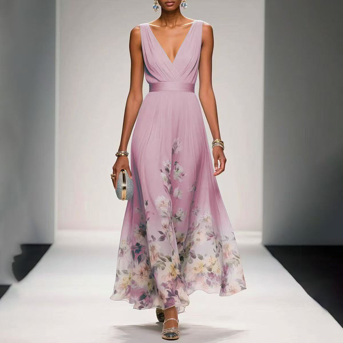 Vestido de Noche con Escote en V | Elegante Verde Oscuro para Bodas y Eventos | Largo Maxi - Imagen 8