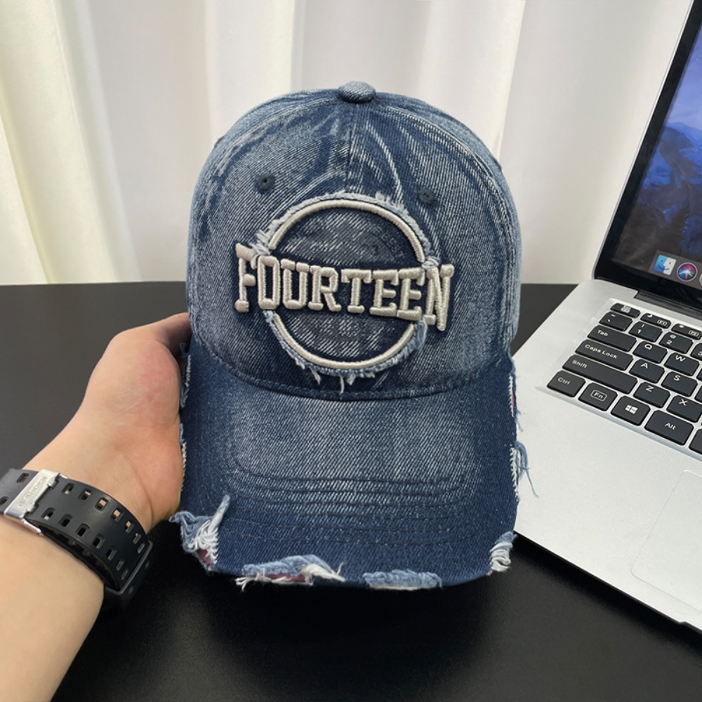 Gorra de Béisbol Vintage con Letras Deshilachadas | Visera Perforada para Hombre - Imagen 6