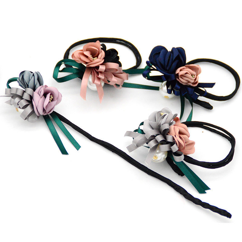 Pinza de Pelo Coreana con Flor y Perlas | Coletero Decorativo | Accesorio Elegante para Mujer y Niña | TiendasFR - Imagen 6