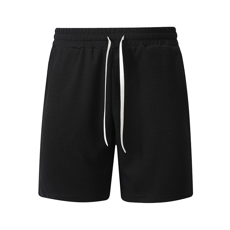 Shorts Informales con Tejido Gofrado para Hombre | Bolsillos con Cordón Ajustable en Negro - Imagen 10