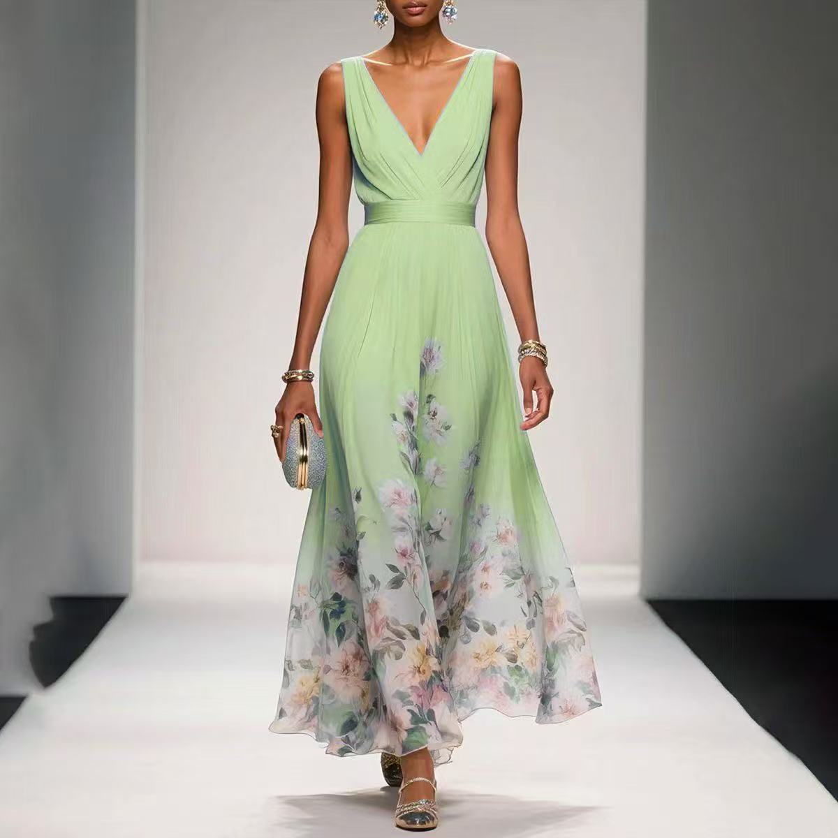 Vestido de Noche con Escote en V | Elegante Verde Oscuro para Bodas y Eventos | Largo Maxi - Imagen 10
