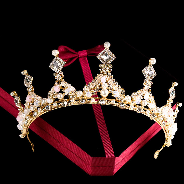 Corona Nupcial con Perlas y Diamantes | Aleación Dorada | Tiara de Novia | Accesorio Elegante | TiendasFR - Imagen 3
