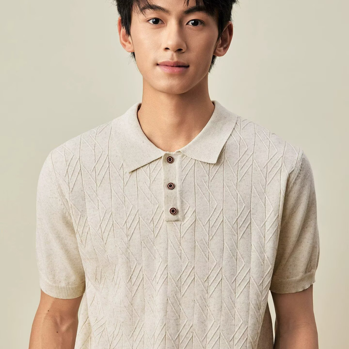 Camiseta de Punto Retro Estilo Japonés para Hombre | Albaricoque y Casual - Imagen 6