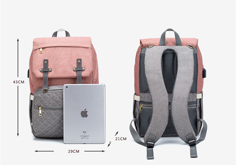 Bolsa Multifuncional de Gran Capacidad para Niños | Estilo Momia | Negra y Gris | Mochila de Viaje y Deporte | TiendasFR - Imagen 3