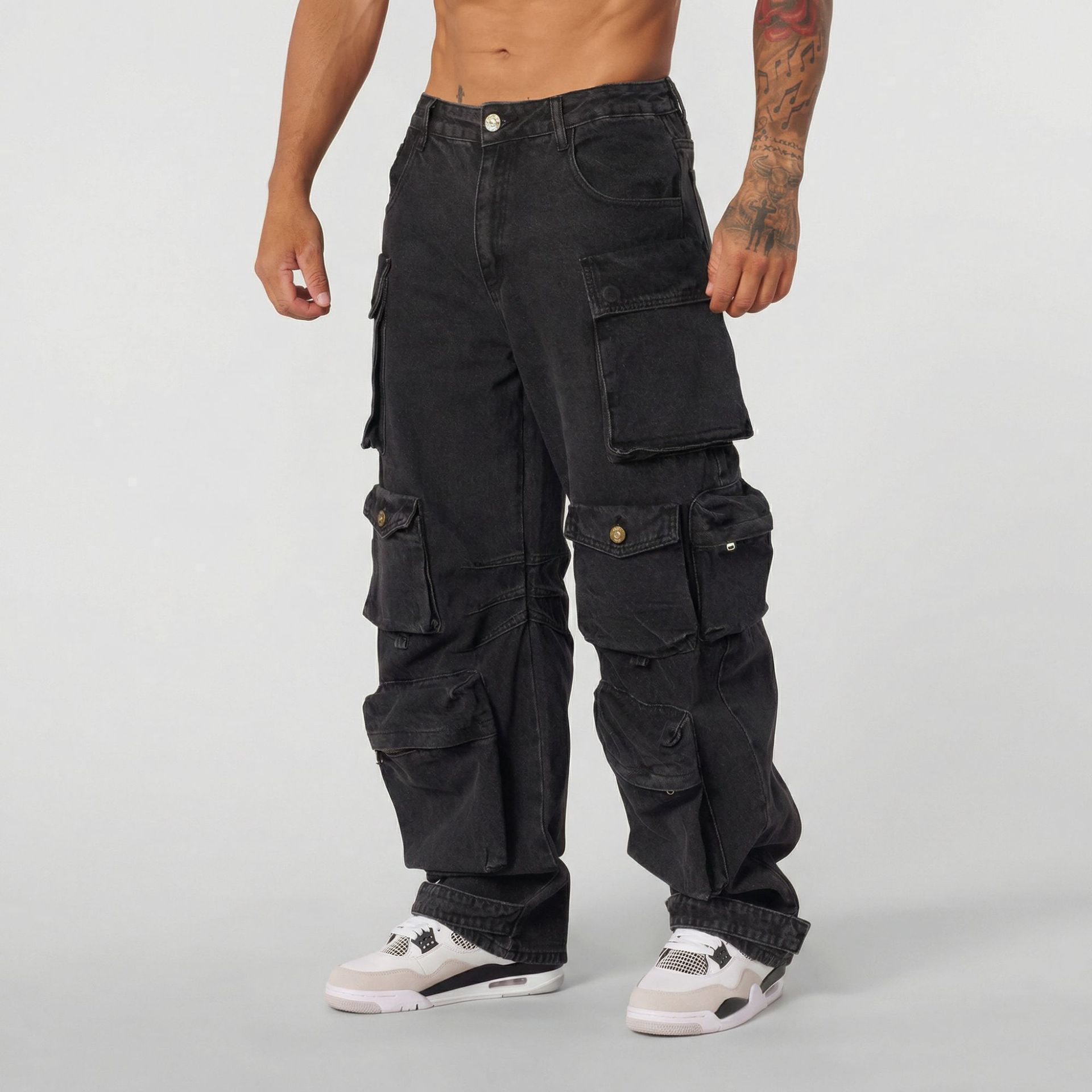 Pantalones Vaqueros de Corte Recto Estilo Retro para Hombre | Holgados con Múltiples Bolsillos - Imagen 7