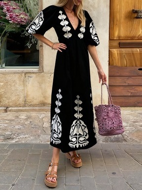 Vestido Holgado con Mangas Abullonadas y Abertura en la Espalda | Casual y Elegante para Mujer - Imagen 5