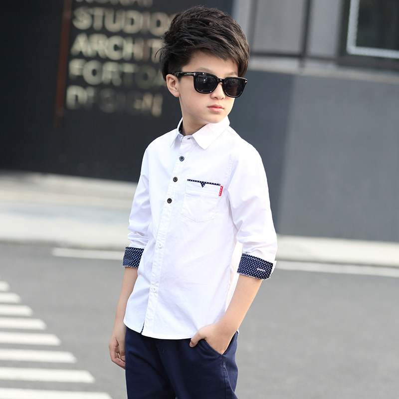 Camisa de Lunares para Niño | Azul | Tallas 120-170 cm | Ropa de Primavera y Otoño | Estilo Moderno | TiendasFR - Imagen 5