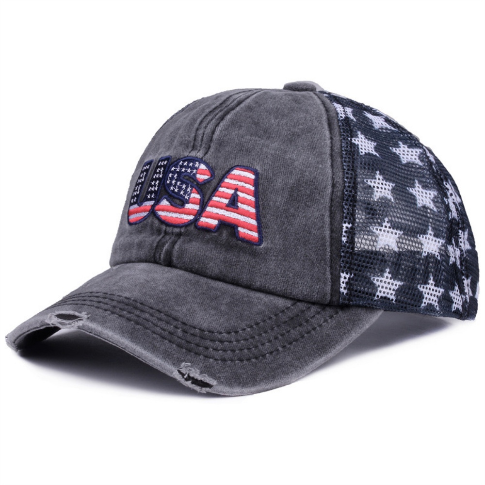 Gorra de Béisbol Vintage con Estampado de Estrellas y Bandera Americana - Imagen 8