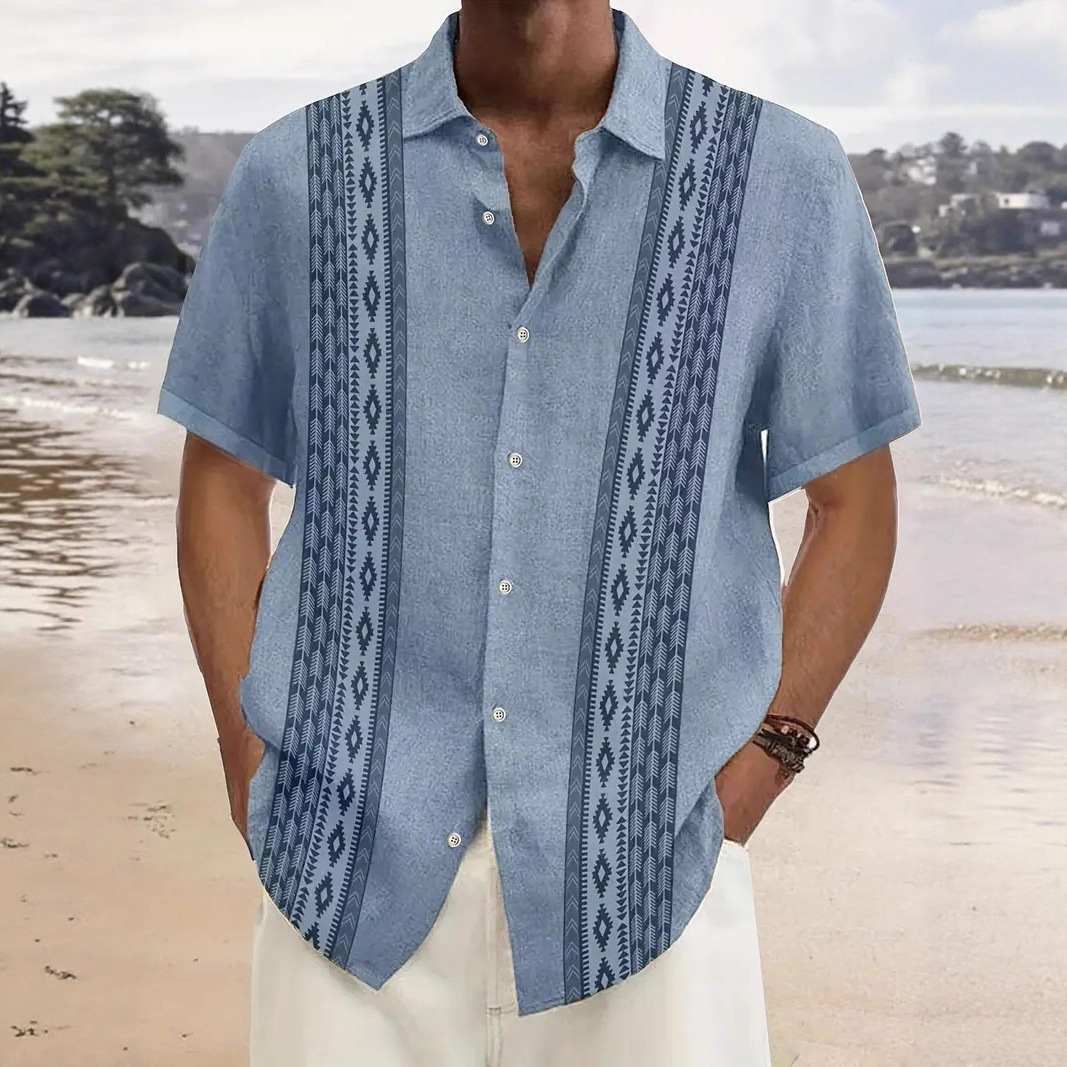 Camisa de Manga Corta con Estampado 3D para Hombre | Verde Moderna y Talla Grande