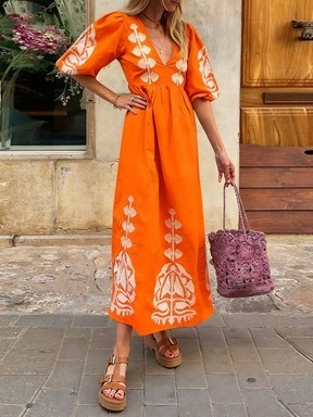 Vestido Holgado con Mangas Abullonadas y Abertura en la Espalda | Casual y Elegante para Mujer - Imagen 7