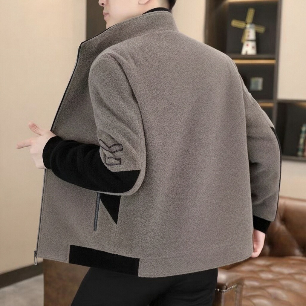 Chaqueta con Cuello Alto y Forro Polar para Hombre | Tejido Grueso para Otoño e Invierno - Imagen 2