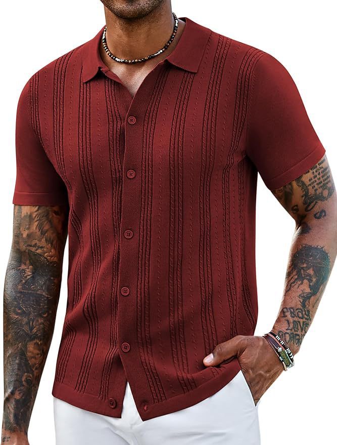 Suéter de Punto Calado a Rayas para Hombre | Moderno y Fresco en Albaricoque - Imagen 5