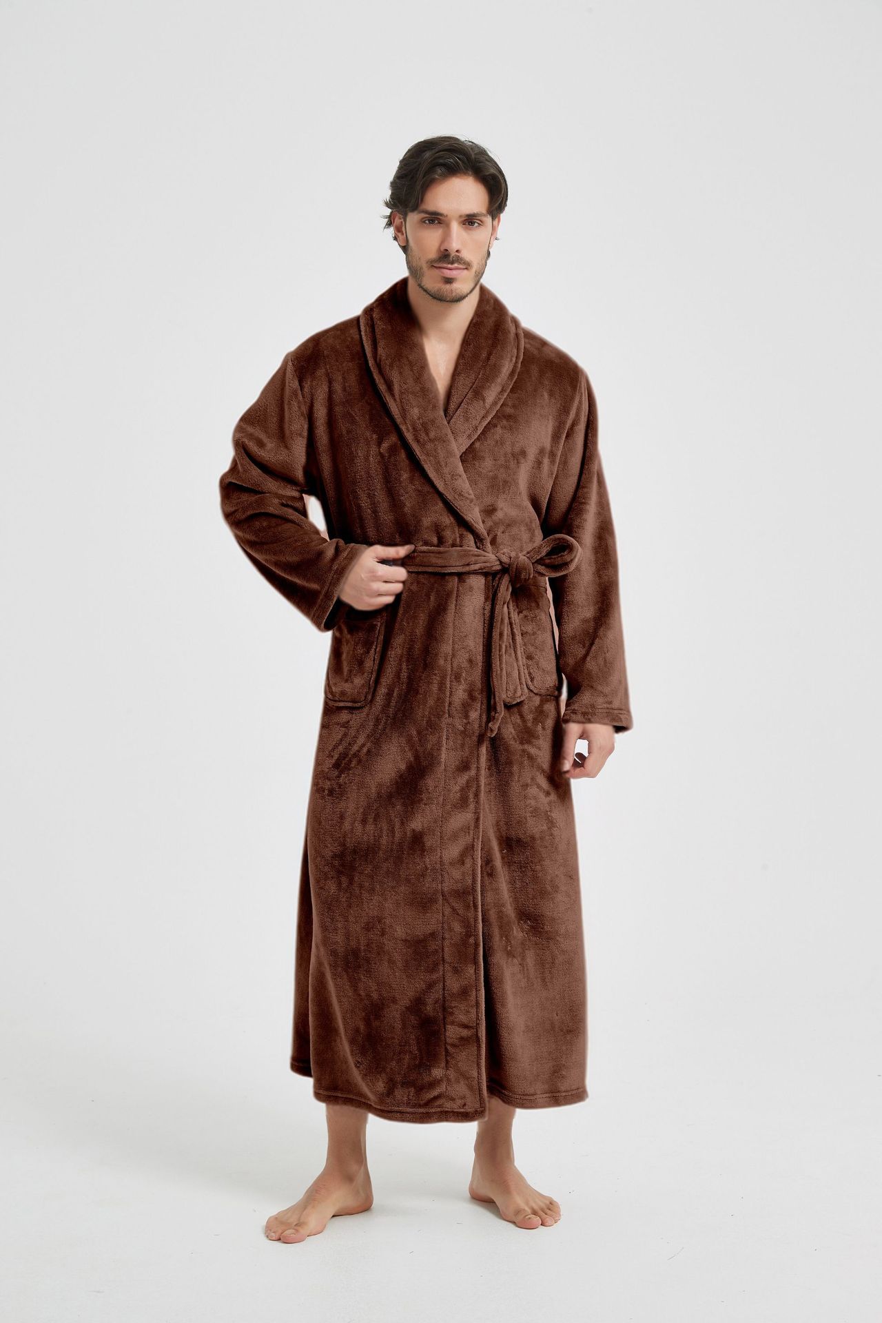 Bata de Casa de Franela para Hombre | Estilo Europeo y Americano | Cálida y Cómoda - Imagen 8