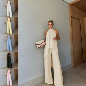 Conjunto Elegante de Dos Piezas para Mujer | Top Sin Mangas + Falda | Color Liso Entretiempo