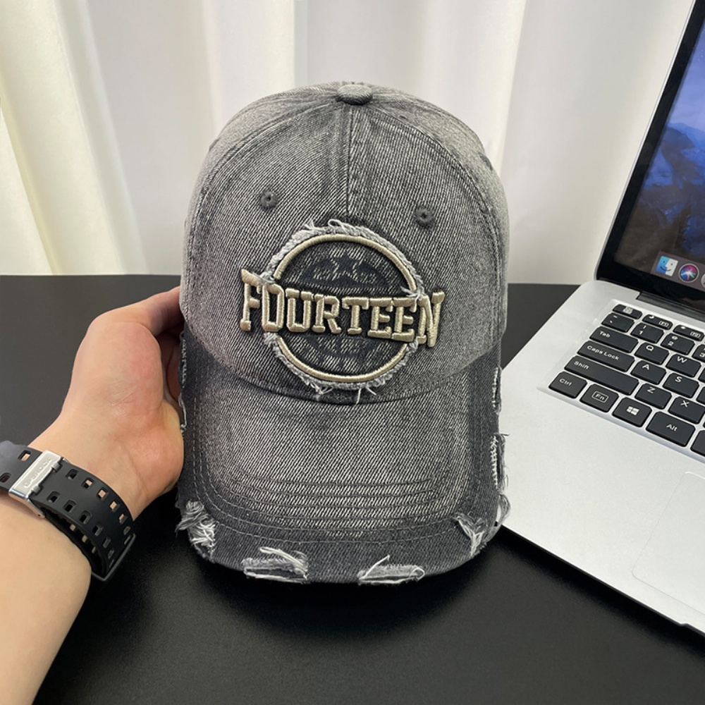 Gorra de Béisbol Vintage con Letras Deshilachadas | Visera Perforada para Hombre - Imagen 8