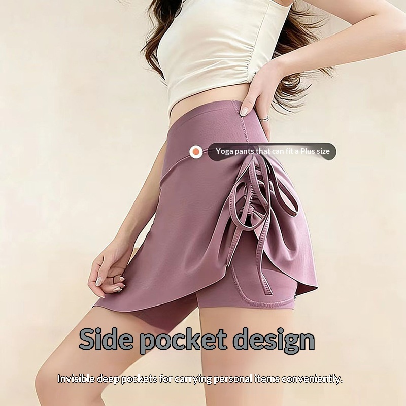 Shorts de Yoga de Tiro Alto con Efecto Dos Piezas | Falso Conjunto Deportivo | Verano 2026 - Imagen 6