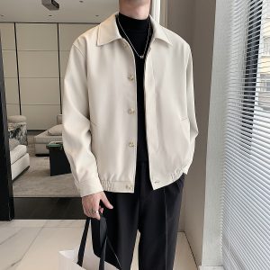 Chaqueta Estilo Coreano Corte Holgado Cropped para Hombre | Primavera-Otoño Moderna