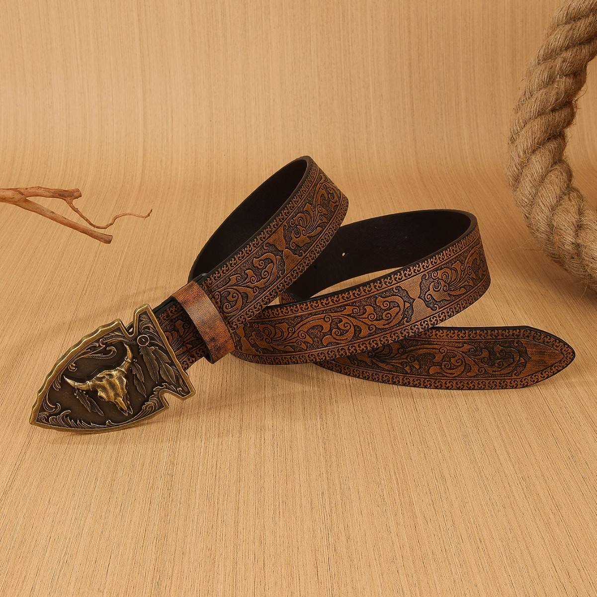 Cinturón de Tela Color Camel con Hebilla Metálica | Ajustable para Hombre | Casual y Versátil - Imagen 2
