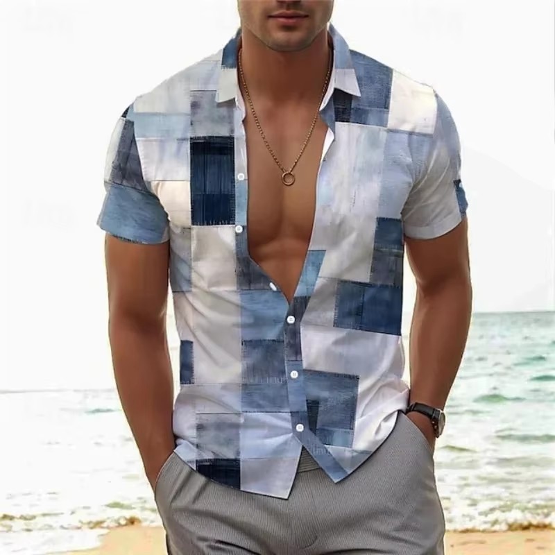 Camisa de Manga Corta con Estampado 3D para Hombre | Corte Ajustado Moderno - Imagen 8
