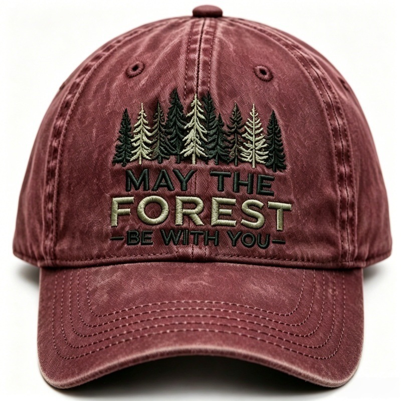Gorra de Béisbol con Bordado de Bosque y Efecto Desgastado para Hombre - Imagen 2