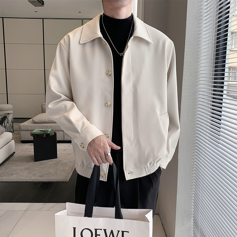 Chaqueta Estilo Coreano Corte Holgado Cropped para Hombre | Primavera-Otoño Moderna - Imagen 6