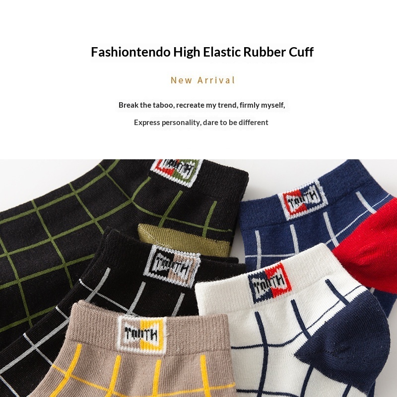 Calcetines de Algodón con Estampado a Cuadros | Corte Bajo para Hombre | Todo el Año - Imagen 2