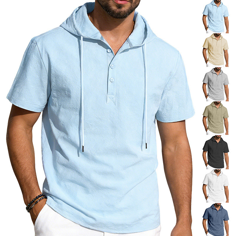Camisa de Lino de Manga Corta para Hombre | Fresca y Ligera en Albaricoque - Imagen 7