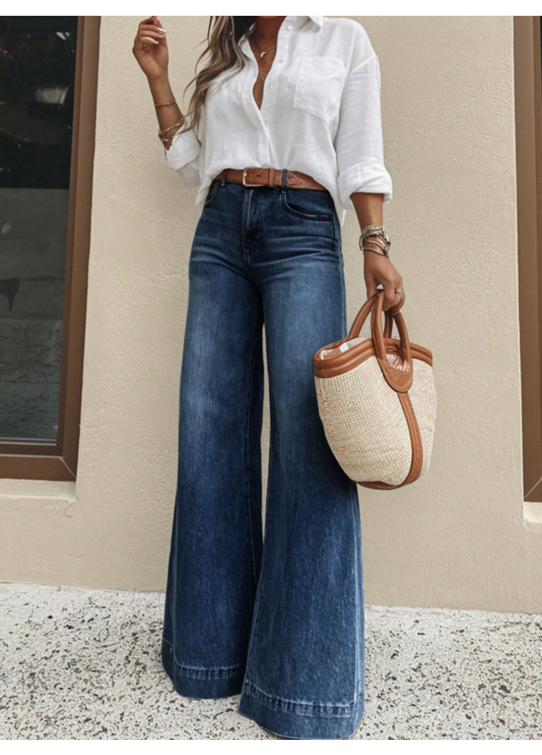 Jeans de Pierna Ancha y Tiro Alto con Efecto Arrastre | Pantalón Vaquero Estilo New York | Moda 2026 - Imagen 3
